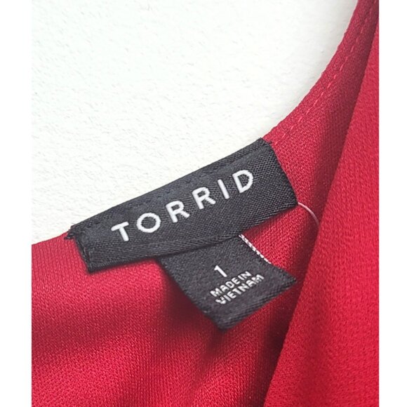 NWT Torrid 1 Red Chiffon Surplice Mini Dress 1X 14 16 - Picture 8 of 12